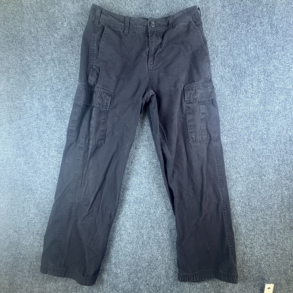 RSQ Cargo Pants Boys 28x28 Black Cotton Loose Fit Casual Mid Rise Straight Leg